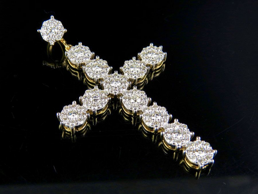 2 Inch Lab Grown Diamond Cluster Cross Pendant