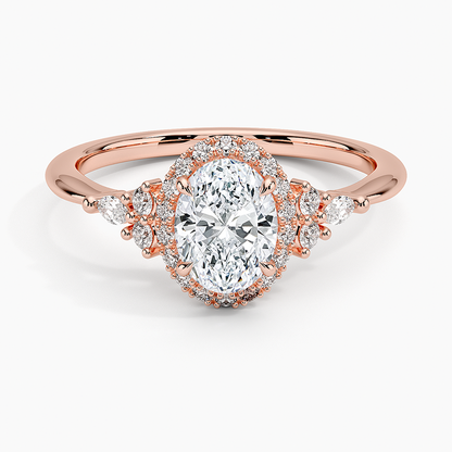 3/4Ct Oval Lab Grown Diamond Gold Halo Engagement Ring