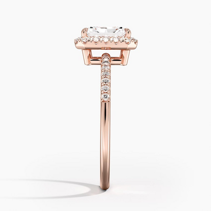 1Ct Radiant Lab Grown Diamond Halo Engagement Ring