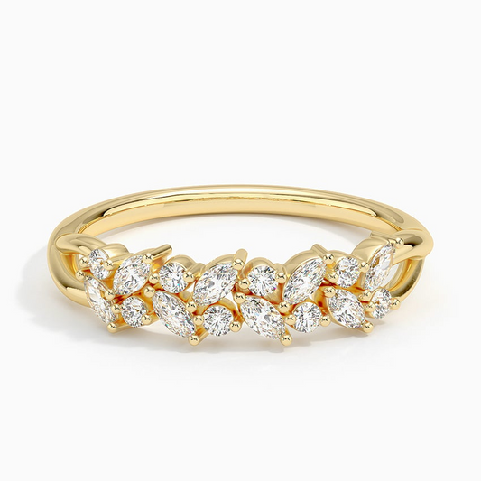14k Gold Antique Lab Grown Diamond Women's Wedding Band