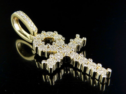 2.2 Inch Lab Grown Diamond Egyptian Cluster Ankh Cross Pendant