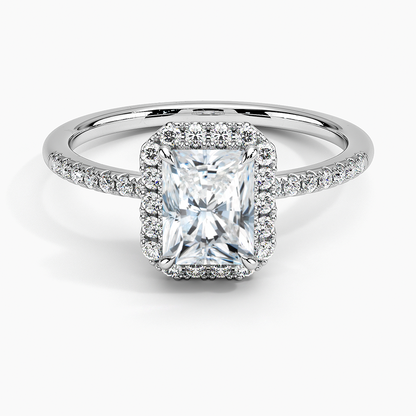 1Ct Radiant Lab Grown Diamond Halo Engagement Ring