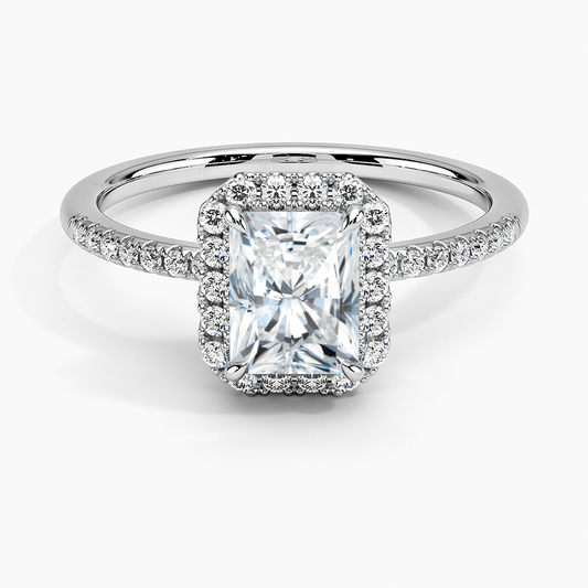 1Ct Radiant Lab Grown Diamond Halo Engagement Ring