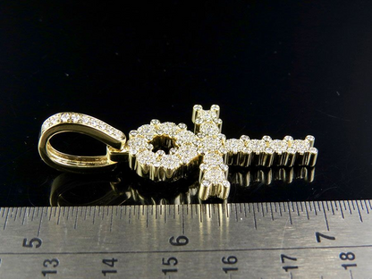 2.2 Inch Lab Grown Diamond Egyptian Cluster Ankh Cross Pendant