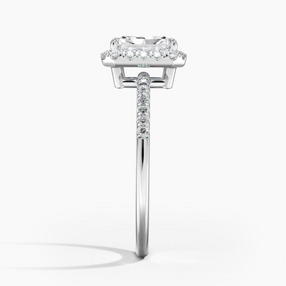 1Ct Radiant Lab Grown Diamond Halo Engagement Ring
