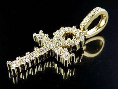 2.2 Inch Lab Grown Diamond Egyptian Cluster Ankh Cross Pendant