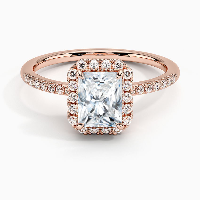 1Ct Radiant Lab Grown Diamond Halo Engagement Ring