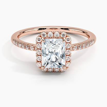1Ct Radiant Lab Grown Diamond Halo Engagement Ring
