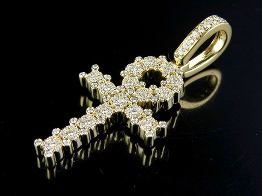 2.2 Inch Lab Grown Diamond Egyptian Cluster Ankh Cross Pendant