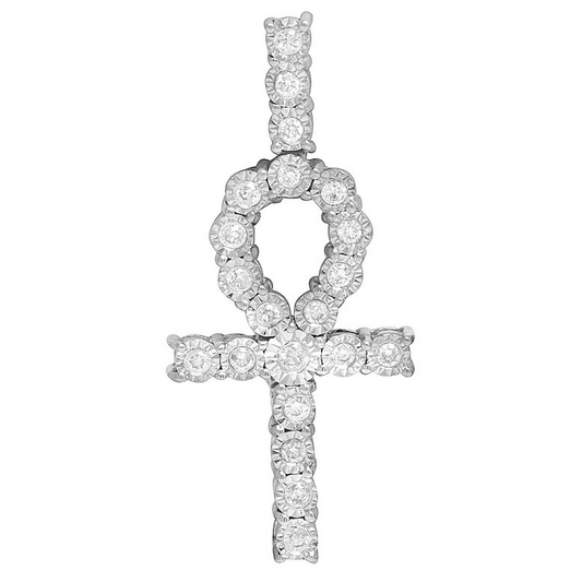 10K Miracle Set Lab Grown Diamond Ankh Cross Pendant