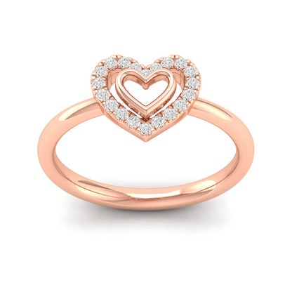 0.15Ctw Lab Grown Diamond Halo Heart Ring