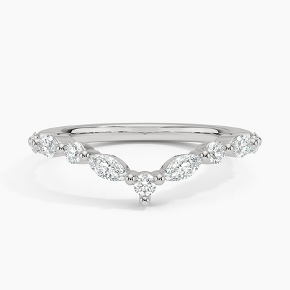 Round And Marquise Lab Grown Diamond Chevron Shape Wedding Band
