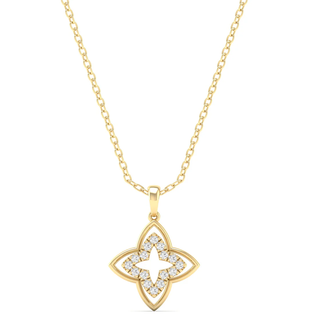 0.12CTW Lab Grown Diamond Clover Floral Pendant