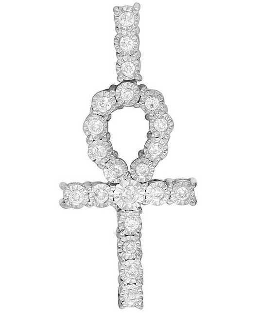 10K Miracle Set Lab Grown Diamond Ankh Cross Pendant