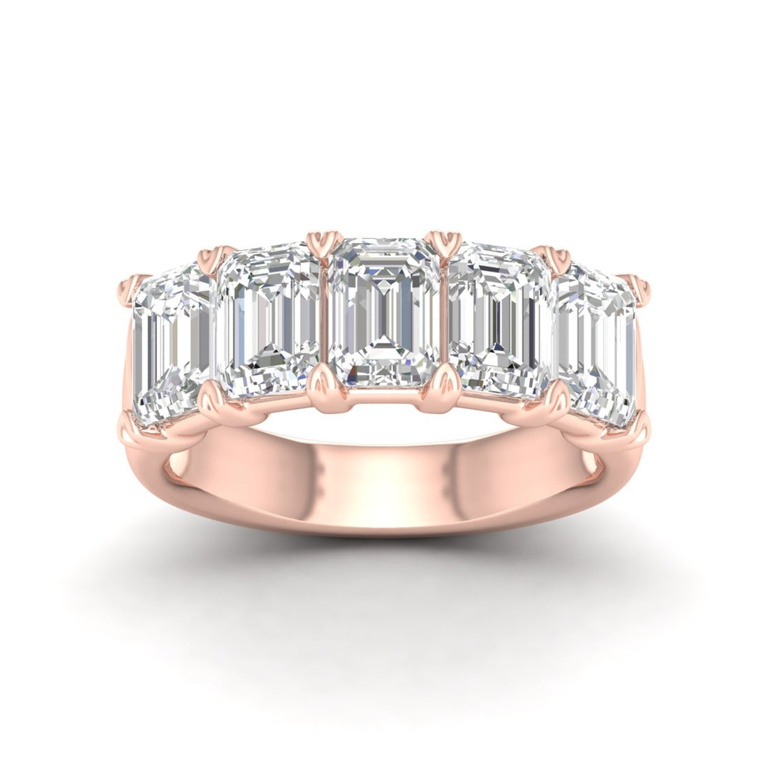 4 CTW Five Stone Emerald Lab Grown Diamond Anniversary Band