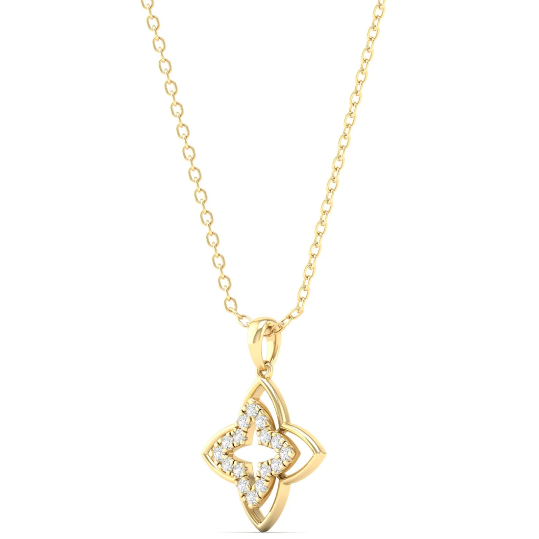 0.12CTW Lab Grown Diamond Clover Floral Pendant