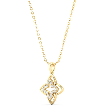0.12CTW Lab Grown Diamond Clover Floral Pendant