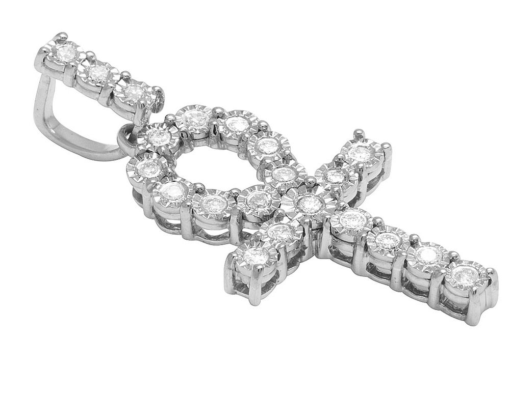10K Miracle Set Lab Grown Diamond Ankh Cross Pendant