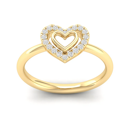 0.15Ctw Lab Grown Diamond Halo Heart Ring