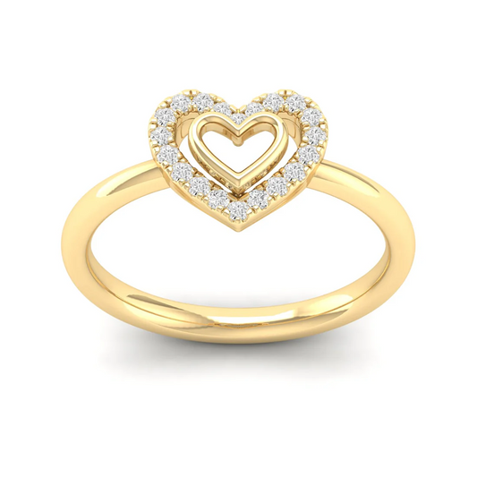 0.15Ctw Lab Grown Diamond Halo Heart Ring