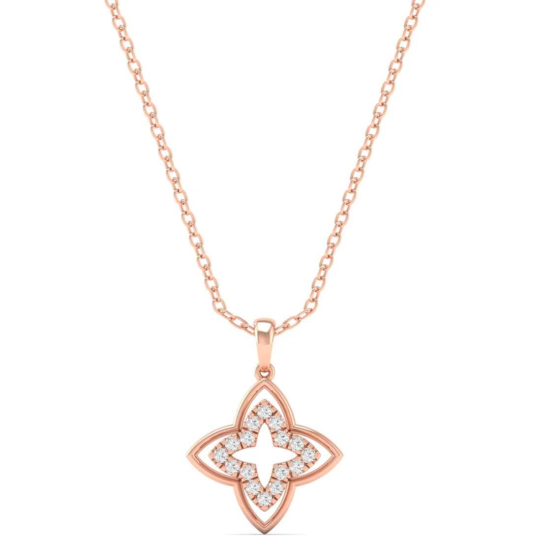 0.12CTW Lab Grown Diamond Clover Floral Pendant