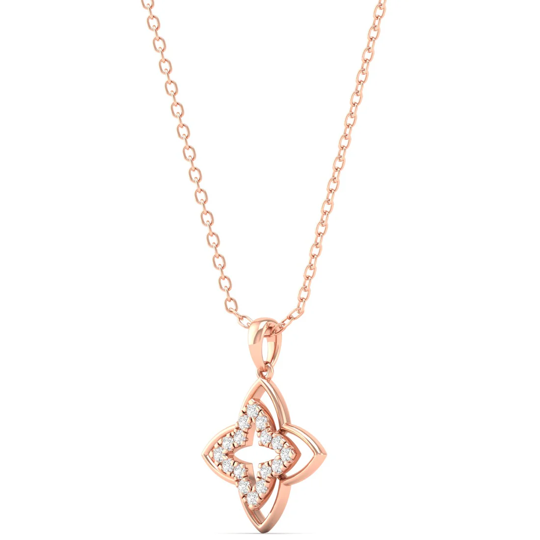 0.12CTW Lab Grown Diamond Clover Floral Pendant