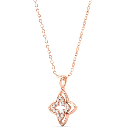 0.12CTW Lab Grown Diamond Clover Floral Pendant