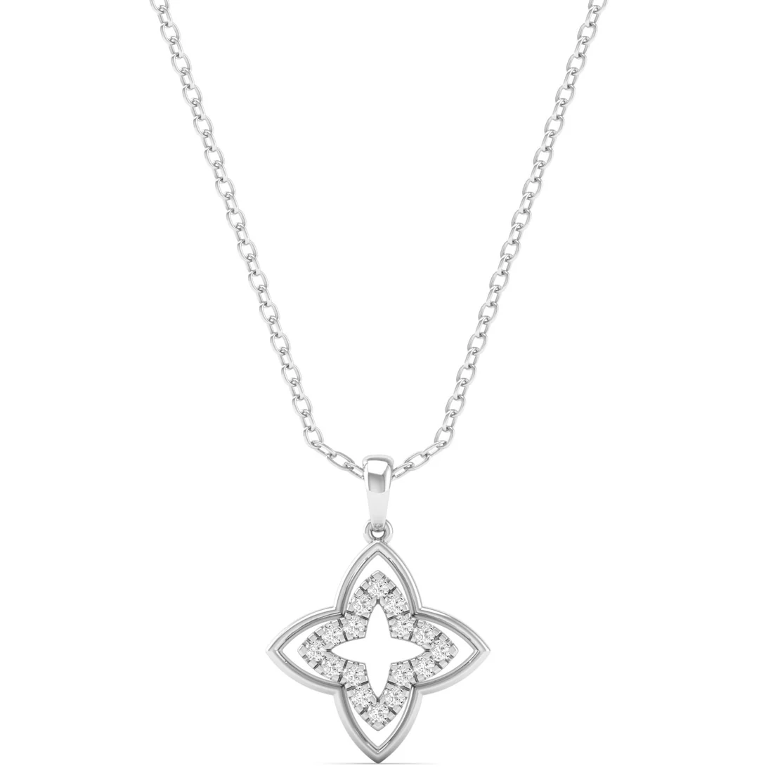 0.12CTW Lab Grown Diamond Clover Floral Pendant