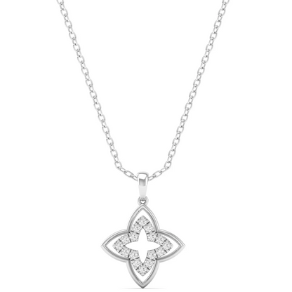 0.12CTW Lab Grown Diamond Clover Floral Pendant