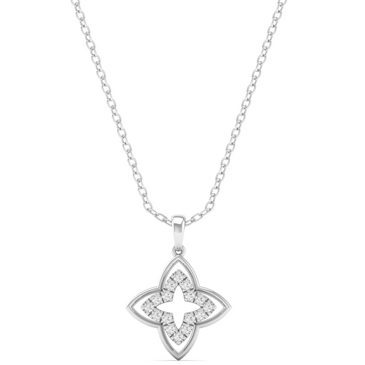 0.12CTW Lab Grown Diamond Clover Floral Pendant