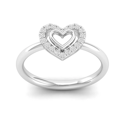 0.15Ctw Lab Grown Diamond Halo Heart Ring