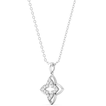 0.12CTW Lab Grown Diamond Clover Floral Pendant