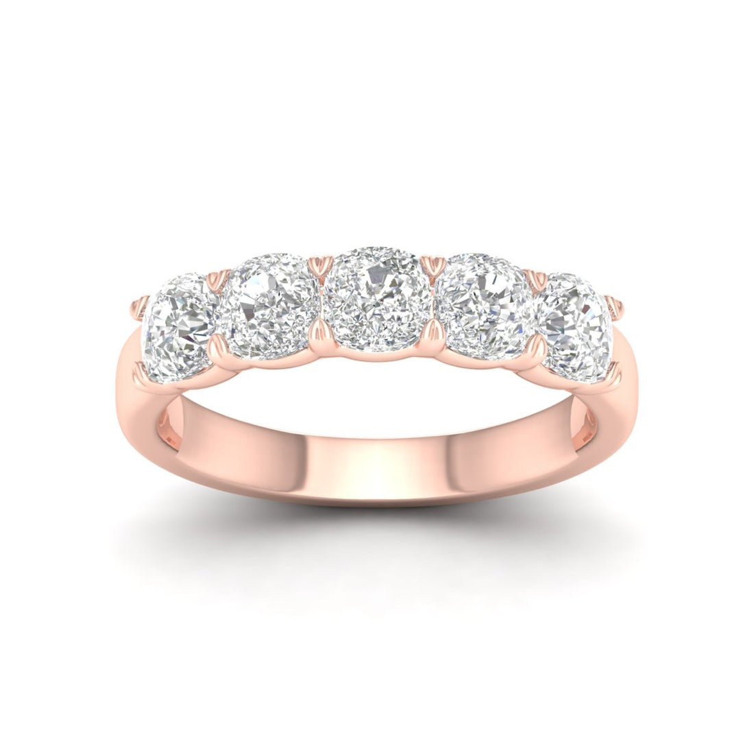 2 CTW Five Five Stone Cushion Lab Grown Diamond Anniversary Band