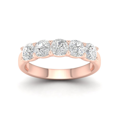 2 CTW Five Five Stone Cushion Lab Grown Diamond Anniversary Band