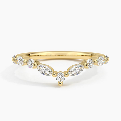 Round And Marquise Lab Grown Diamond Chevron Shape Wedding Band