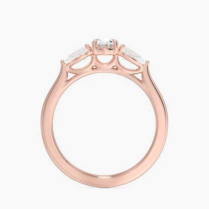 1/2CT Oval Lab-Grown Diamond Three Stone Engagement Ring
