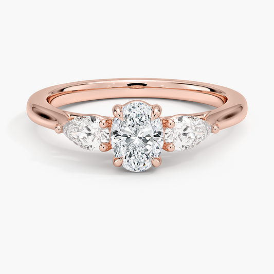 1/2CT Oval Lab-Grown Diamond Three Stone Engagement Ring