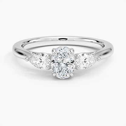 1/2CT Oval Lab-Grown Diamond Three Stone Engagement Ring