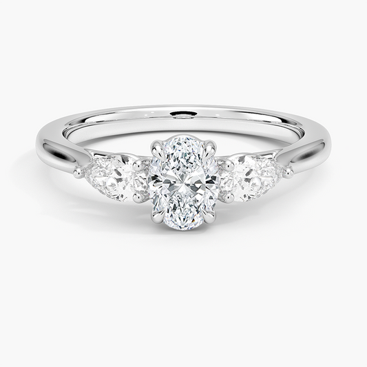1/2CT Oval Lab-Grown Diamond Three Stone Engagement Ring