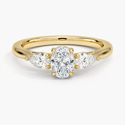 1/2CT Oval Lab-Grown Diamond Three Stone Engagement Ring