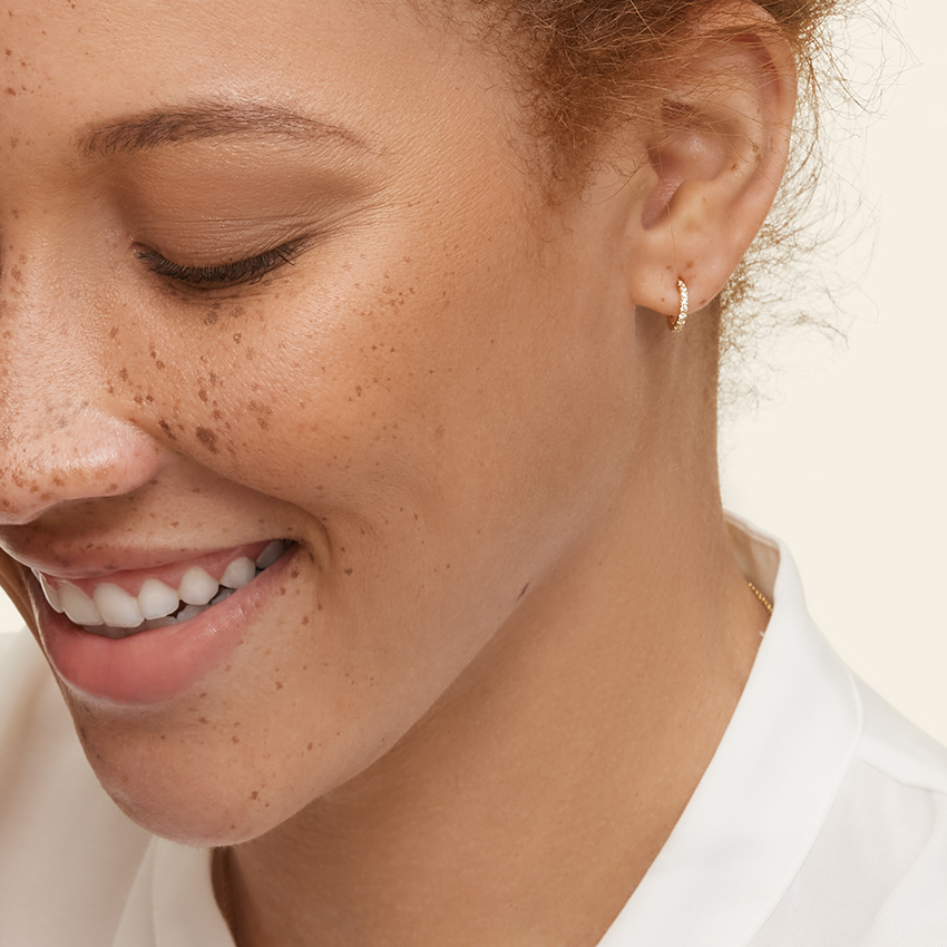 Pave 1/5 CTW Lab Grown Diamond Huggie Earrings