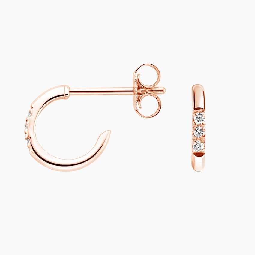 0.04 CT Lab Grown Diamond Huggie Earrings