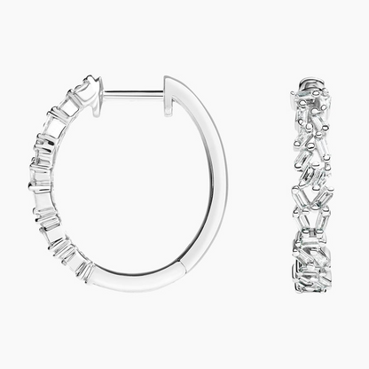 1/4 CTW Baguette Diamond Cluster Hoop Earrings In Yellow Gold