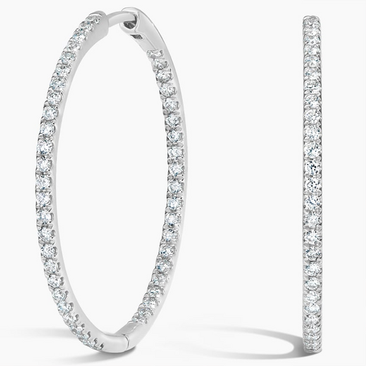 0.79 CTW Medium Size Hoop Lab Grown Diamond Earrings