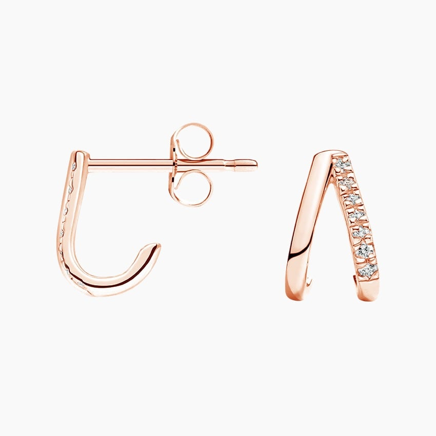 Lab Grown Diamond Huggie Earrings in Silver