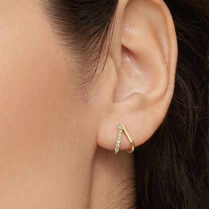 Lab Grown Diamond Huggie Earrings in Silver
