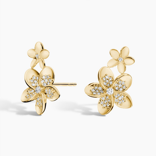 1/4 CTW Plumeria Lab Diamond Climber Earrings