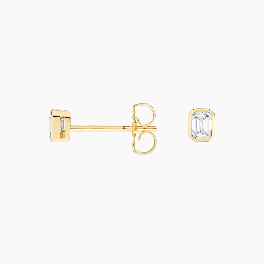 1/4 CTW Emerald Cut Lab Grown Diamond Bezel Stud Earrings
