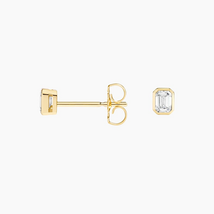 1/4 CTW Emerald Cut Lab Grown Diamond Bezel Stud Earrings