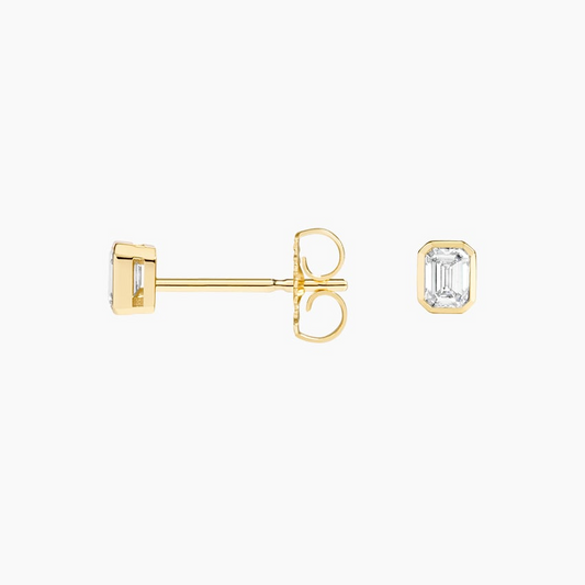 1/4 CTW Emerald Cut Lab Grown Diamond Bezel Stud Earrings